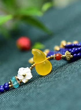 珠宝俄料蜜蜡葫芦吊坠天河石项链