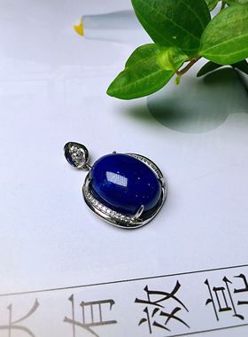 珠宝椭圆形925银白金吊坠