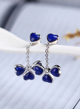 耳饰纯银心形天然珠宝