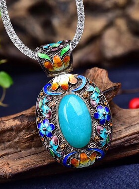 珠宝纯银天然椭圆形吊坠