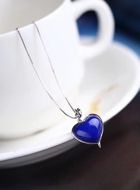 珠宝爱心吊坠工艺精湛天然青金石