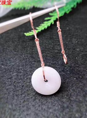 S925纯银耳环空托DIY平安扣夹扣碧玉翡翠耳饰配件半径8mm以内可用