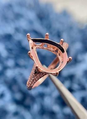 精工纯银时尚简约戒指空托10*13