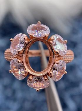 S925银戒指空托轻奢小众气质百搭