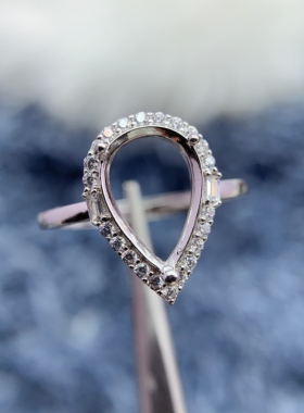 S925银戒指空托气质高级轻奢时尚