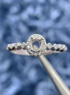 银托工厂S925银戒指空托3*4mm