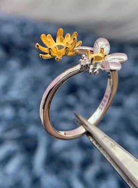 S925银戒指空托时尚精致百搭小众