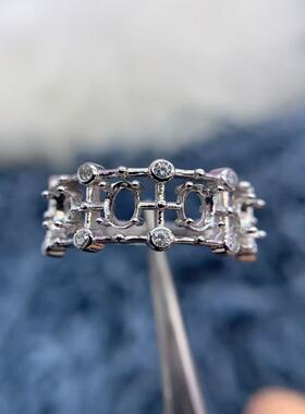 S925银戒指空托潮流气质高级小众