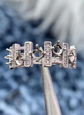 S925银戒指空托气质轻奢钻石闪亮