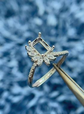 S925银戒指空托5*7mm多款式银托