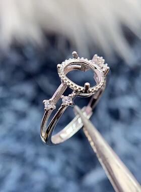 S925银戒指空托简单轻奢高级时尚