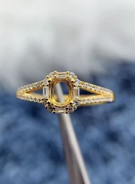 S925纯银戒指空托椭圆形4*5mm