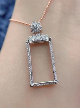 无事牌吊坠空托S925银翡翠玉石