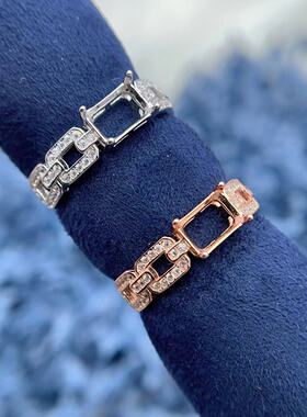 S925纯银戒指空托5*7mm精工银托