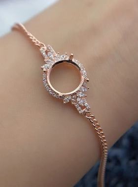 手链空托12*12mm古巴连S925纯银