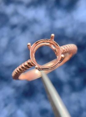 S925银简约多尺寸圆形戒指空托