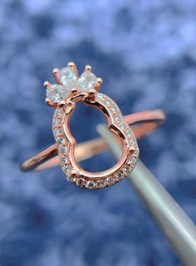 精工S925银翡翠葫芦戒托琥珀南红