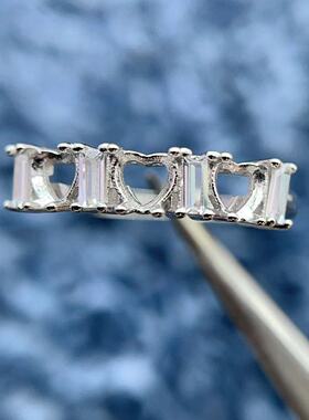 S925银爱心排钻简约百搭小清新