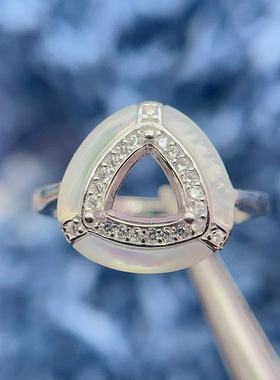 S925银精致套装空托三角形6*6mm