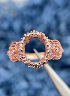 S925银托工厂戒指空托配件8*10mm