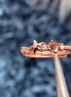 S925银戒指空托精致高级小众清新