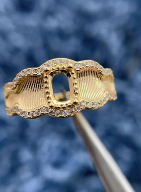 S925纯银戒指空托枕方形4*6mm