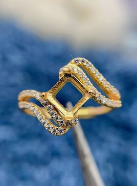 s925银托工厂戒指空托6*6mm开口