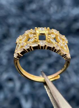 S925因戒指空托精致时尚气质高级