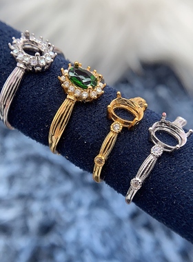 S925银戒指空托气质小众简单百搭