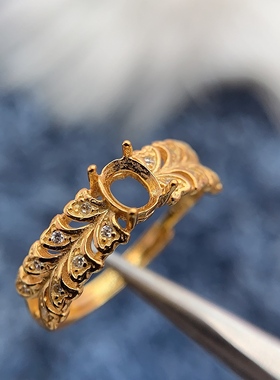 S925银戒指空托时尚气质高级轻奢