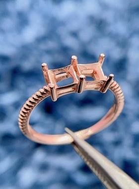 S925纯银戒指空托方形5*5mm开口