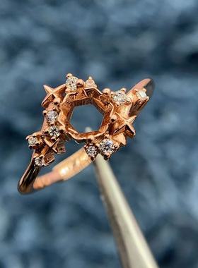 S925因戒指空托精致时尚气质高级