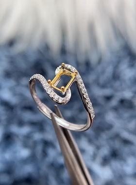 S925银戒指空托小中轻奢百搭个性