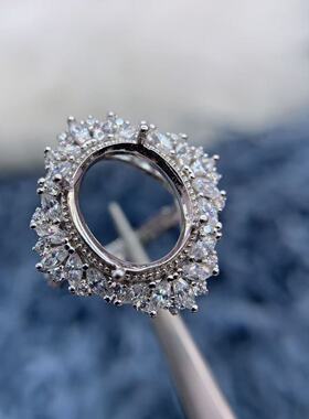 S925银戒指空托气质轻奢时尚百搭