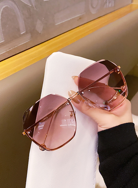 品牌帕莎帕森酷无框切边太阳镜墨镜女大脸显瘦时尚眼镜防紫外线