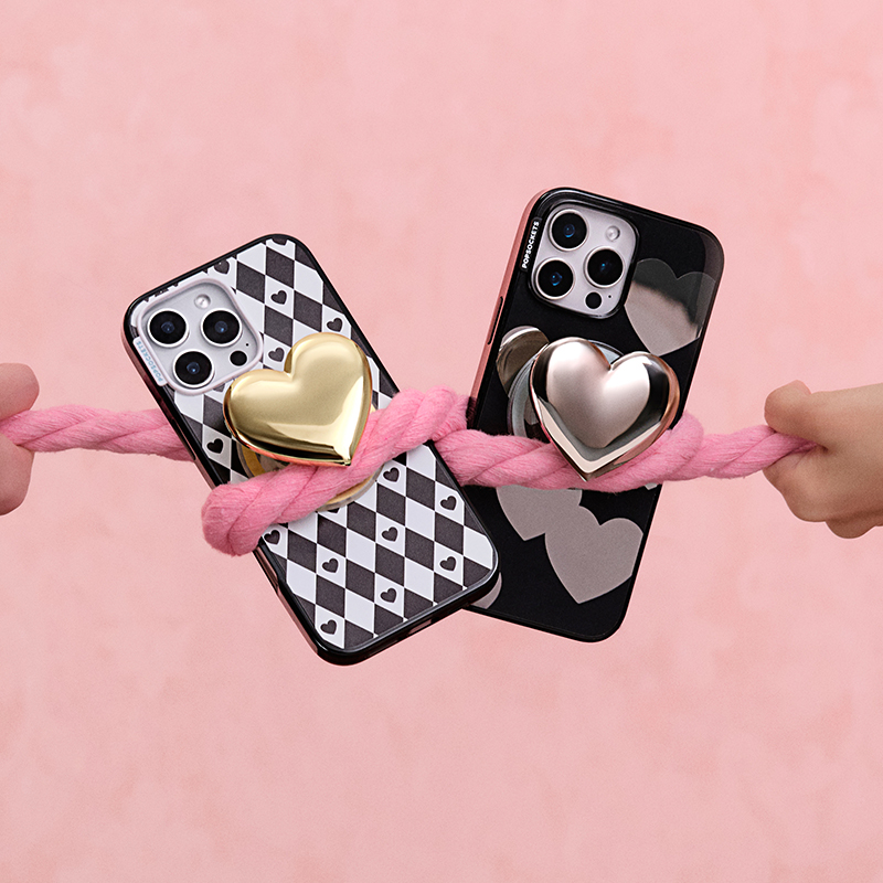 【甜·手机壳】PopSockets泡泡骚新款磁吸气囊支架防摔手机壳适用苹果iPhone16/15/Pro Max 情人节 爱心 条纹 - 图3