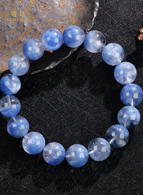 超唯珍藏级天然蓝绒蓝线石手串