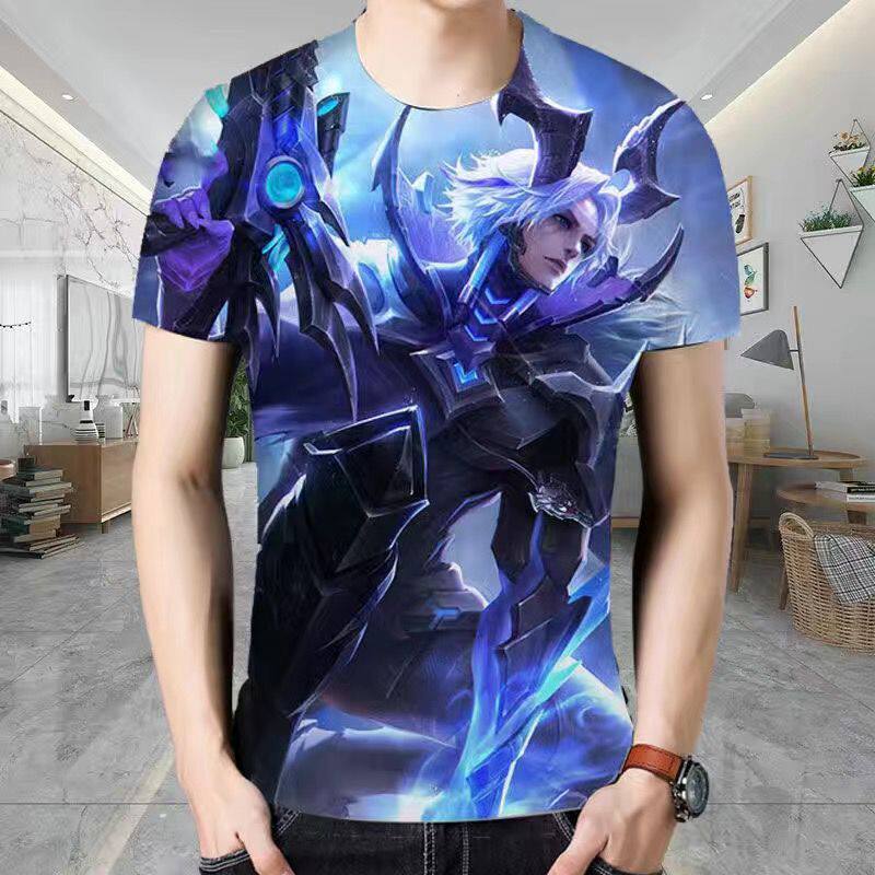 2022王者荣耀皮肤衣服3D印花短袖赵云马超神威T恤衫中学生t恤冰丝