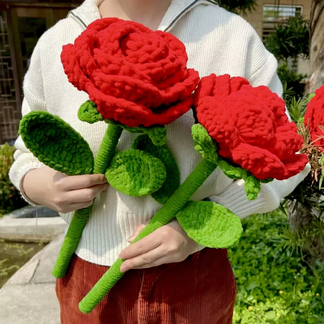 巨无霸向日葵针织花毕业季送老师同学礼物玫瑰毛线编织花束成品