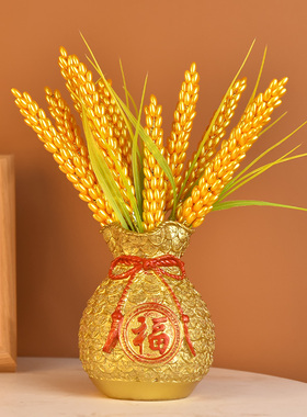 黄金麦穗福袋手工diy材料包稻穗串珠编织花桌面摆件米粒珠电视柜