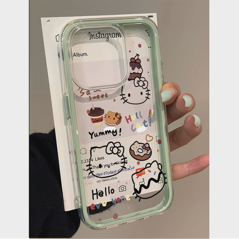 甜品凯蒂猫适用iPhone15promax手机壳苹果14pro新款16promax可爱卡通13趣味12保护套11硅胶防摔15plus童趣壳 - 图0