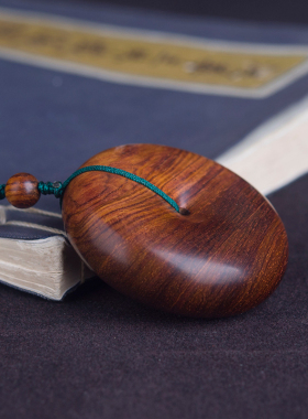 海南黄花梨平安扣把玩毛衣链吊坠