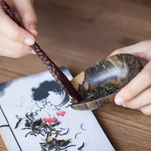 龙虫并雕斋黑柿木茶则茶具老料手工制作一体无拼接茶道四君子茶拨 - 图1