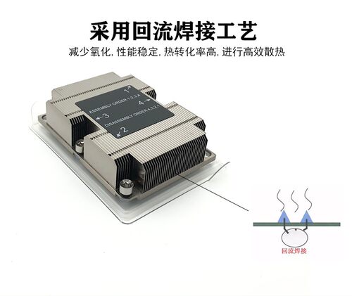 适用1U被动3647长方形散热器R72 铝鳍片铜芯3204 1U服务器音CPU - 图1