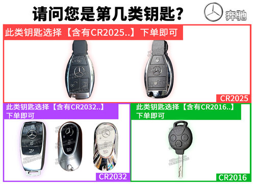奔驰glk200 260 300 450 280汽车钥匙电池原装CR2025原厂专用遥控器松下纽扣电子09 08老款13 18年专用换锁匙 - 图3