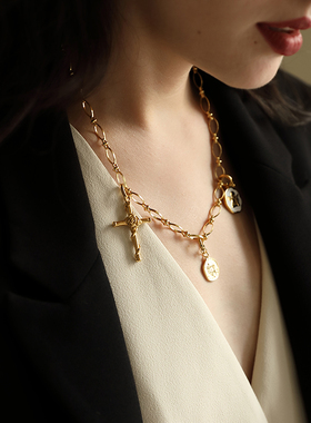 ins金币吊坠小众品牌不褪色项链