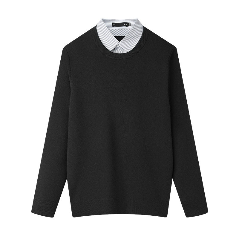 HLA/海澜之家商务双领针织衫2025秋新款羊毛打底假两件条纹毛衣男,淘宝优惠券,粉丝福利购,淘宝优惠卷