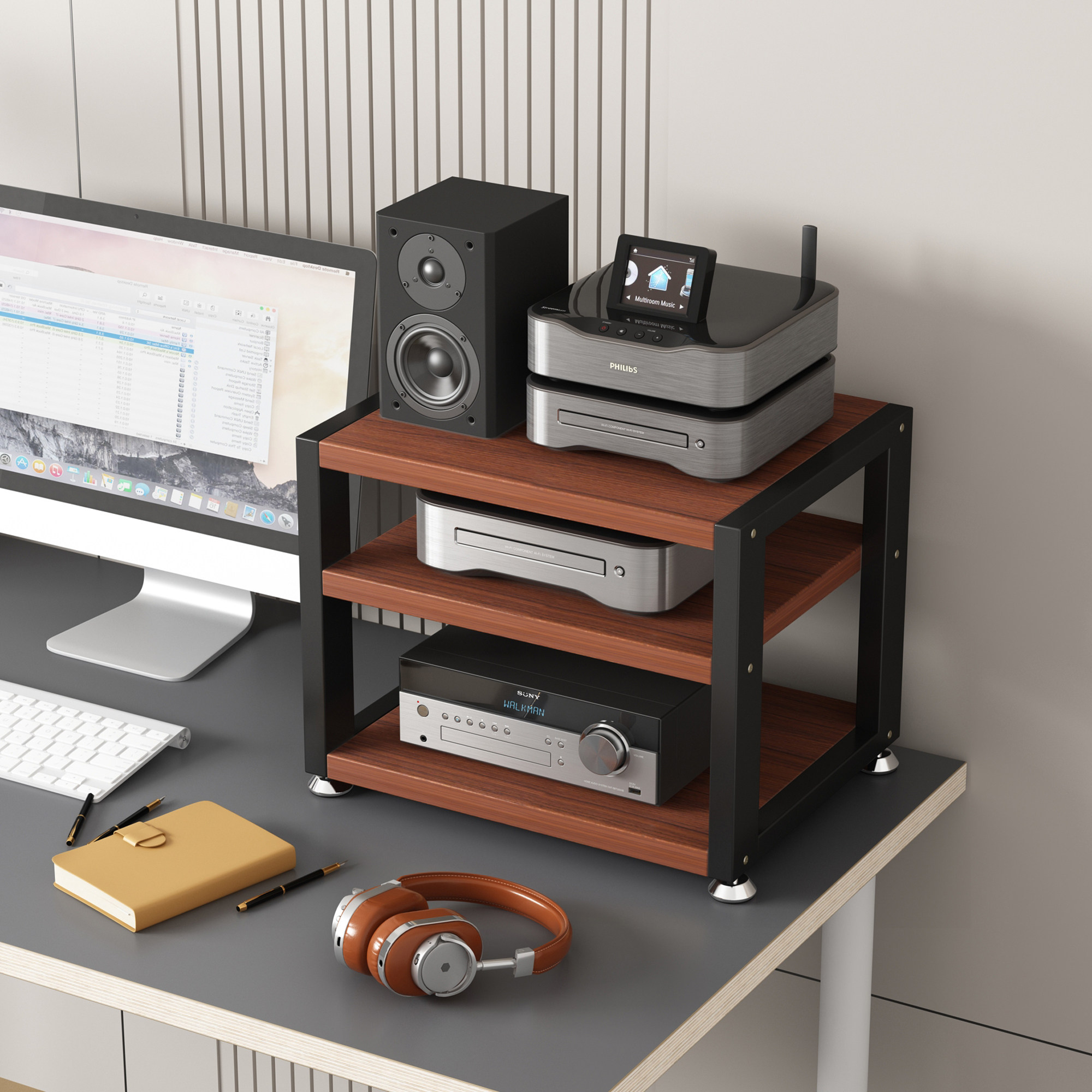 小尺寸桌面功放机架耳机放大器支架解码器CD机声卡调音台支架子,淘宝优惠券,粉丝福利购,淘宝优惠卷