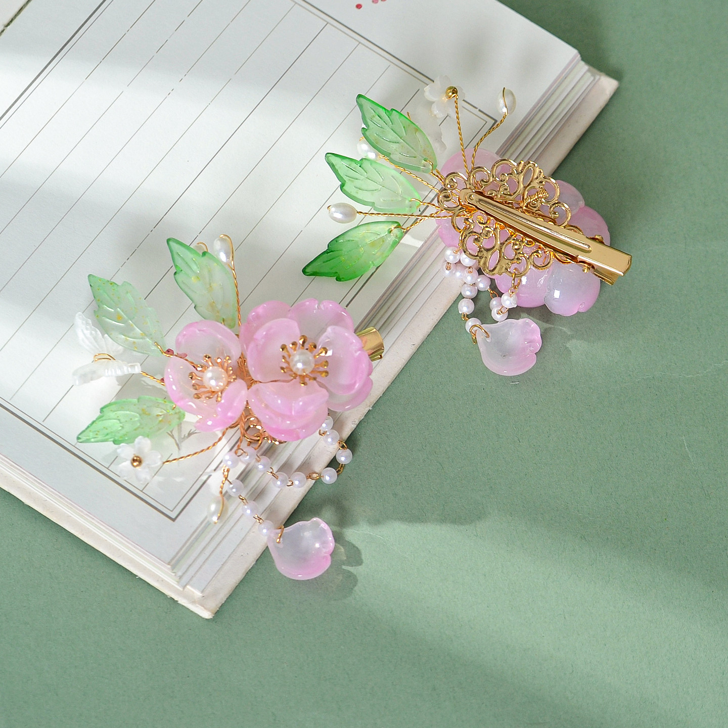 新款汉服头饰古风发饰粉色琉璃发夹儿童对夹流苏超仙跳舞古装配饰,淘宝优惠券,粉丝福利购,淘宝优惠卷