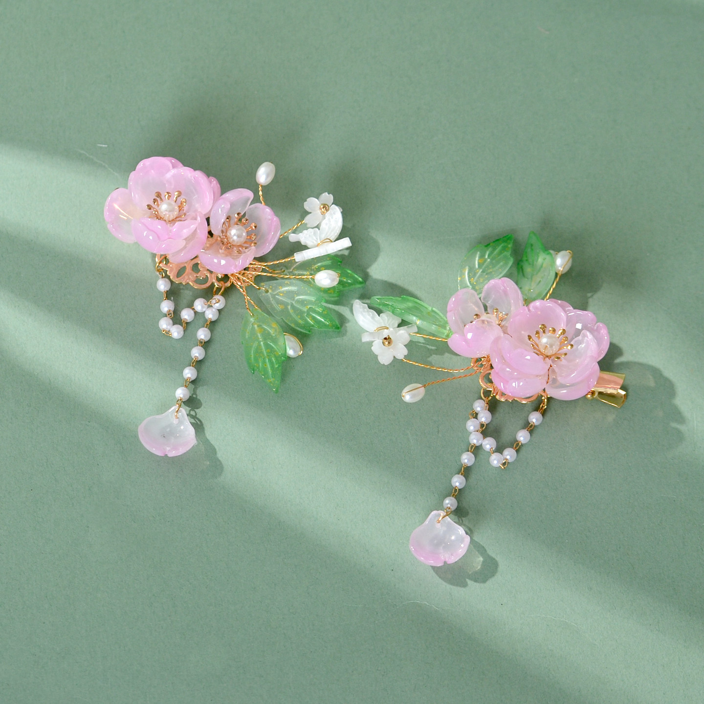 新款汉服头饰古风发饰粉色琉璃发夹儿童对夹流苏超仙跳舞古装配饰,淘宝优惠券,粉丝福利购,淘宝优惠卷